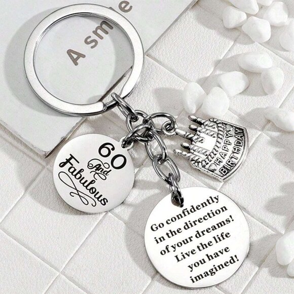 Chic Stainless Steel Best Friend Keychains, 2pcs Unisex Gift Set Valentine's Day - Picture 2 of 5